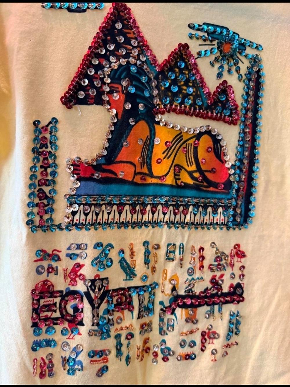Yellow Embellished Egyptian Sphinx Graphic Tee - Picture 2 of 3